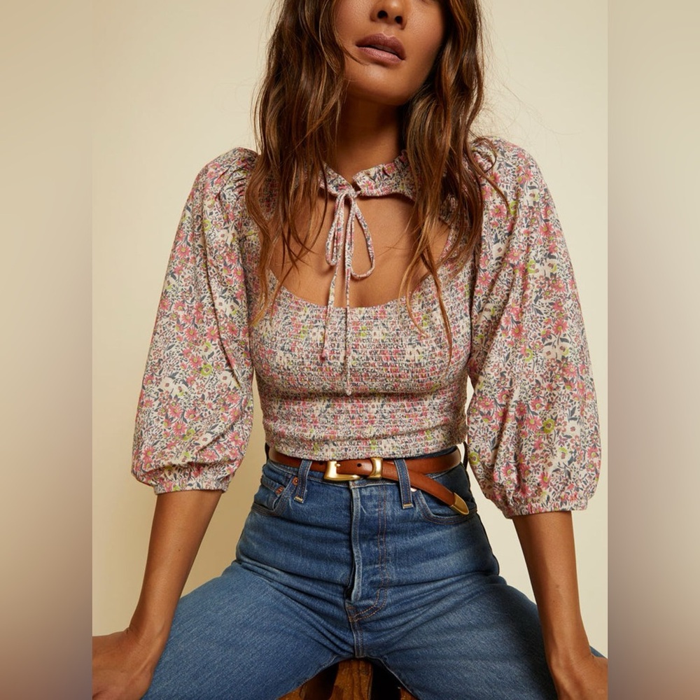 Nation LTD Abrielle Feminine Cutout Tee in Superbloom Floral Print Women's XS